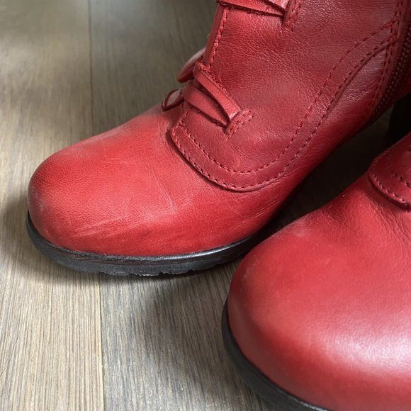 Miz Mooz Red Ankle Boot Barcelona Collection Size 7 (37.5) - Picture 2 of 13